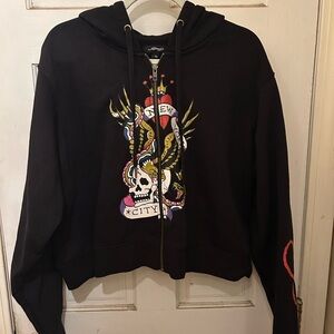 Black Ed Hardy Zip-Up Hoodie